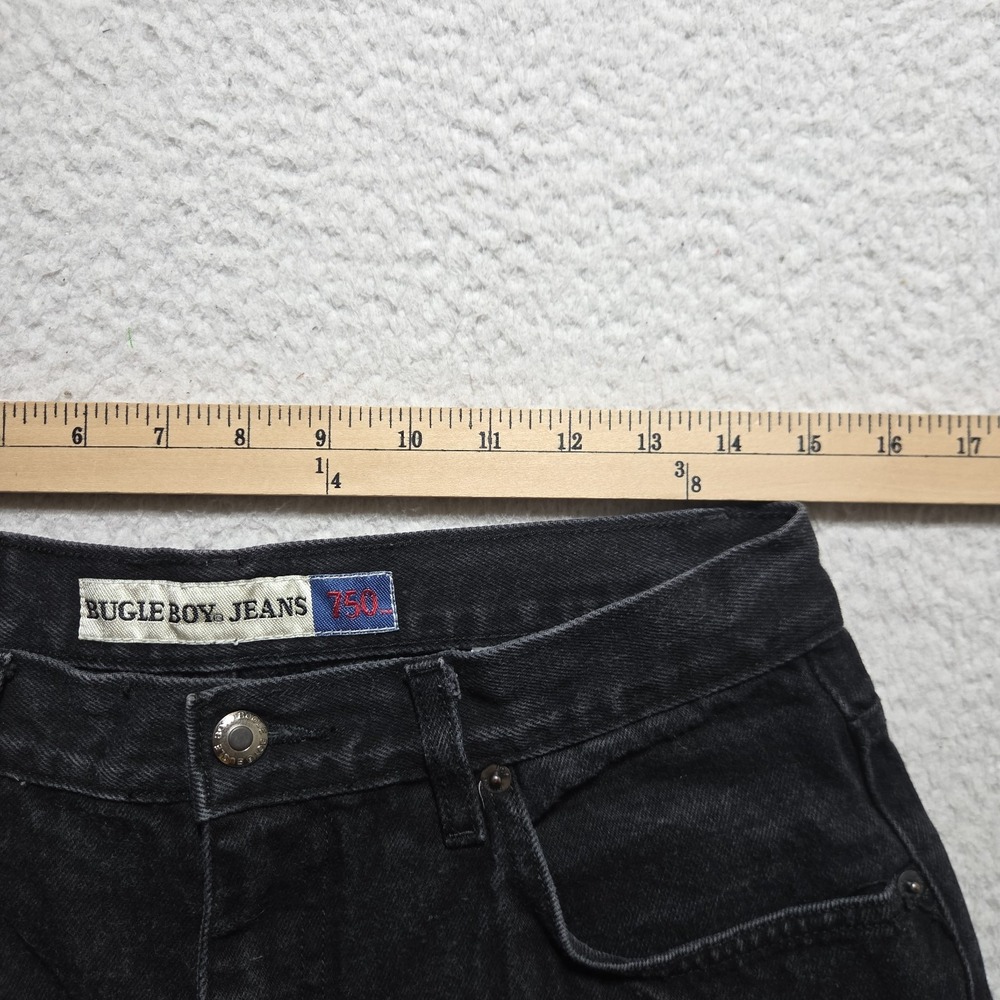 VTG Bugle Boy 750 Jeans Mens 30x30 Black Denim Wide Leg Tapered Y2k - Picture 4 of 9